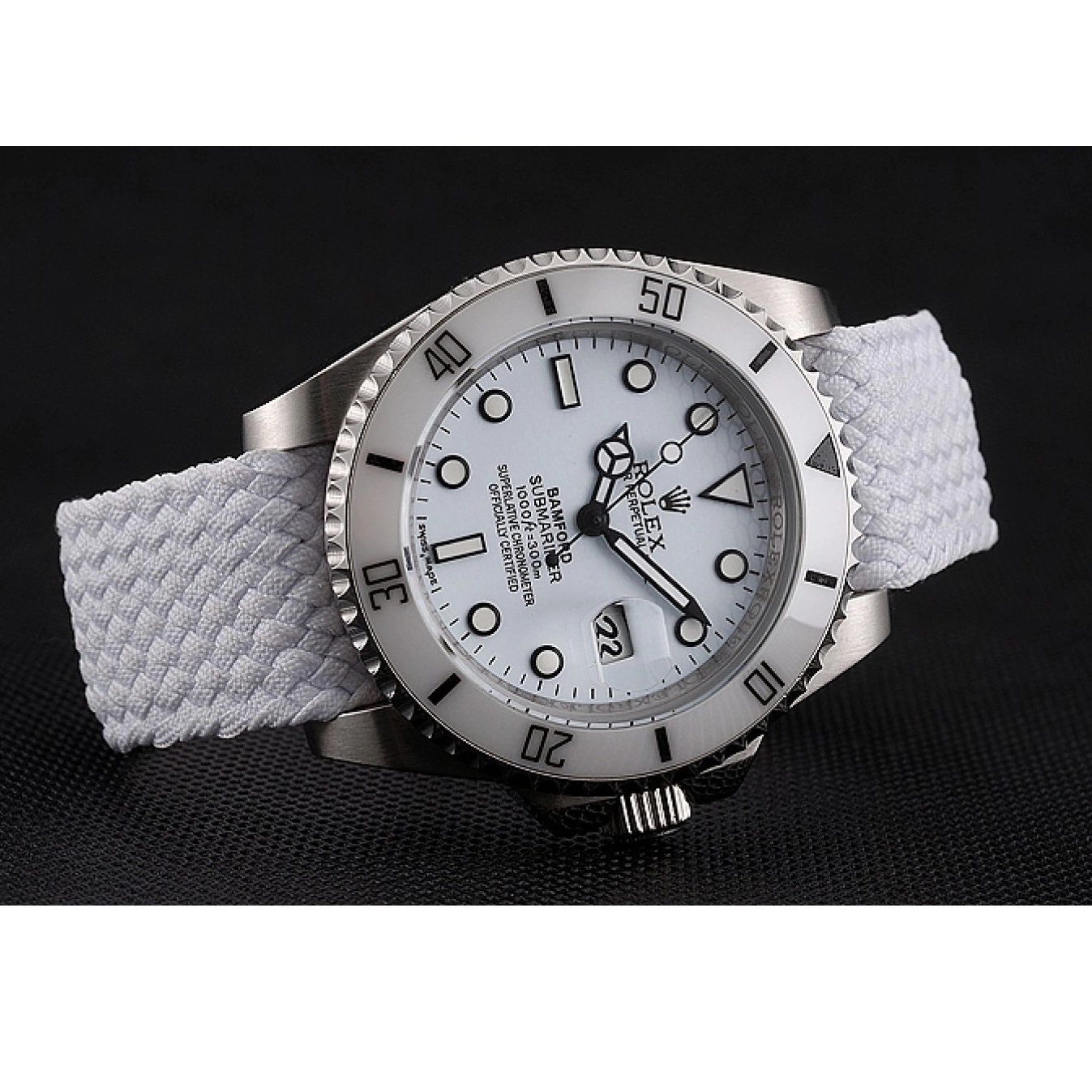 MiroTime 0812 Rolex Submariner Bamford White Dial White Fabric Bracelet 1453867
